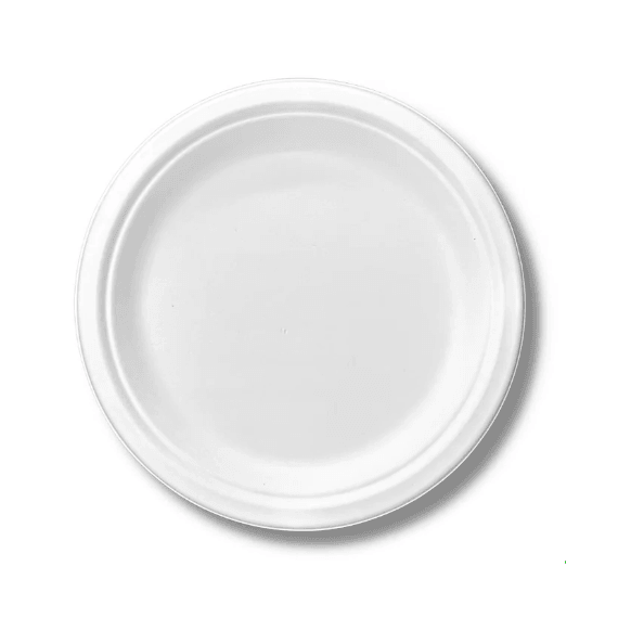 10-Inch Sugarcane Fiber Round Plate - 500 Pcs