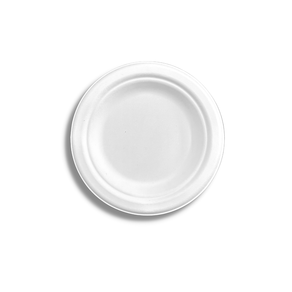 6-Inch Sugarcane Fiber Round Plate - 50 Pcs