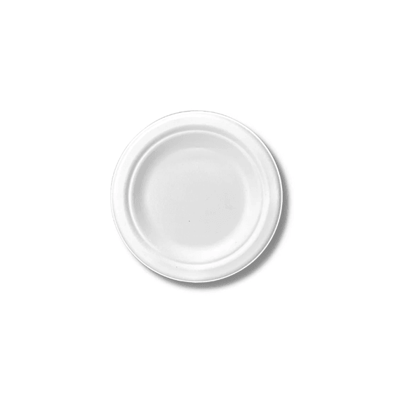 7-Inch Sugarcane Fiber Round Plate - 500 Pcs