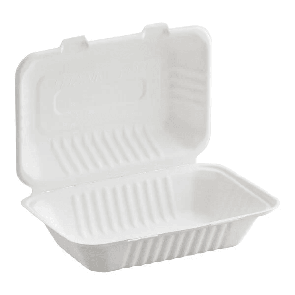 9x6-Inch Sugarcane Fiber Clamshell - 200 Pcs